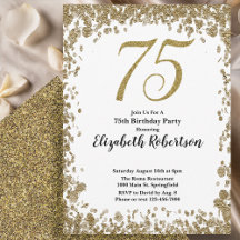 Elegant 75th Birthday White and Gold Sequin