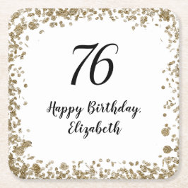 Elegant 76th Birthday Coasters With Gold Sequins スクエアペーパーコースター