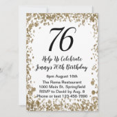 Elegant 76th Birthday Invitation in black and gold 招待状 (正面)