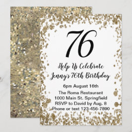 Elegant 76th Birthday Invitation in black and gold 招待状