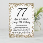 Elegant 77th Birthday Invitation in black and gold 招待状 (スタンド正面)