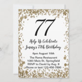 Elegant 77th Birthday Invitation in black and gold 招待状 (正面)
