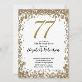 Elegant 77th Birthday Invitation With Gold Sequins 招待状 (正面)