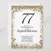 Elegant 77th Birthday Invitation With Gold Sequins 招待状 (正面)