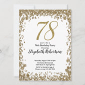 Elegant 78th Birthday Invitation With Gold Sequins 招待状 (正面)