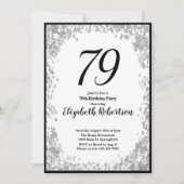 Elegant 79th Birthday Invitation For Her in Silver 招待状 (正面)