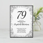 Elegant 79th Birthday Invitation For Her in Silver 招待状 (スタンド正面)
