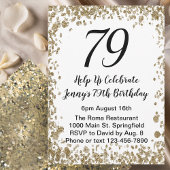 Elegant 79th Birthday Invitation in black and gold 招待状