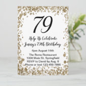 Elegant 79th Birthday Invitation in black and gold 招待状 (スタンド正面)