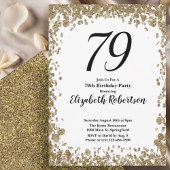 Elegant 79th Birthday Invitation With Gold Sequins 招待状