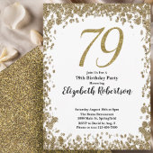 Elegant 79th Birthday Invitation With Gold Sequins 招待状