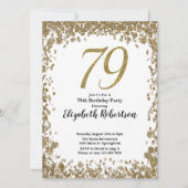 Elegant 79th Birthday Invitation With Gold Sequins 招待状 (正面)