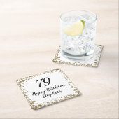 Elegant 79th Birthday Napkins With Gold Sequins スクエアペーパーコースター (インサイチュ)