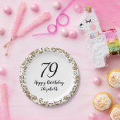 Elegant 79th Birthday Napkins With Gold Sequins ペーパープレート (パーティー)
