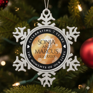 Elegant 7th Copper Wedding Anniversary Celebration スノーフレークピューターオーナメント