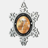 Elegant 7th Copper Wedding Anniversary Celebration スノーフレークピューターオーナメント (右)