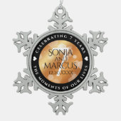 Elegant 7th Copper Wedding Anniversary Celebration スノーフレークピューターオーナメント (正面)