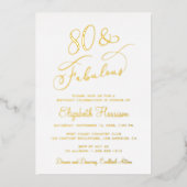 Elegant 80 And Fabulous 80th Birthday Party 箔招待状 (正面)