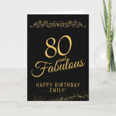 Elegant 80 and Fabulous Ornament 80th Birthday カード (正面)