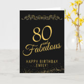 Elegant 80 and Fabulous Ornament 80th Birthday カード (黄色い花)