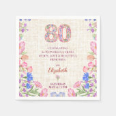 Elegant 80th Birthday for Her - Pink Floral  スタンダードカクテルナプキン (正面)