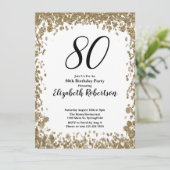 Elegant 80th Birthday Invitation For Her in Gold 招待状 (スタンド正面)
