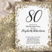 Elegant 80th Birthday Invitation For Her in Gold 招待状