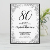 Elegant 80th Birthday Invitation For Her in Silver 招待状 (スタンド正面)