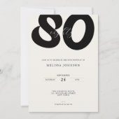 Elegant 80th Birthday Invitation - Minimal Style 招待状 (正面)