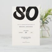Elegant 80th Birthday Invitation - Minimal Style 招待状 (スタンド正面)