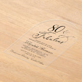 Elegant 80th Birthday Party アクリル招待状 (レイダウン)