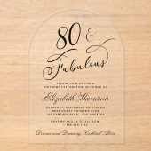 Elegant 80th Birthday Party アクリル招待状 (正面)