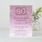 Elegant 80th Birthday Rose Gold Glitter  招待状 (スタンド正面)