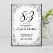 Elegant 83rd Birthday Invitation For Her in Silver 招待状 (スタンド正面)