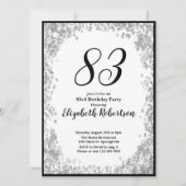 Elegant 83rd Birthday Invitation For Her in Silver 招待状 (正面)