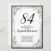 Elegant 84th Birthday Invitation For Her in Silver 招待状 (正面)