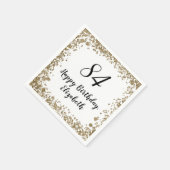 Elegant 84th Birthday Napkins With Gold Sequins スタンダードカクテルナプキン (角)