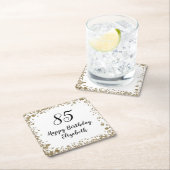 Elegant 85th Birthday Coasters With Gold Sequins スクエアペーパーコースター (インサイチュ)