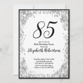Elegant 85th Birthday Invitation For Her in Silver 招待状 (正面)