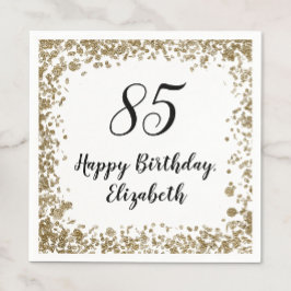 Elegant 85th Birthday Napkins With Gold Sequins スタンダードカクテルナプキン