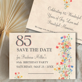 Elegant 85th Birthday - Wildflower Design 85 Years セーブザデート