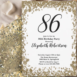 Elegant 86th Birthday Invitation For Her in Gold 招待状