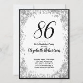 Elegant 86th Birthday Invitation For Her in Silver 招待状 (正面)