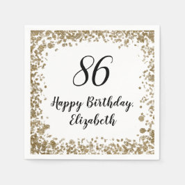 Elegant 86th Birthday Napkins With Gold Sequins スタンダードカクテルナプキン