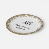 Elegant 86th Birthday Plates With Gold Sequins ペーパープレート (アングル)