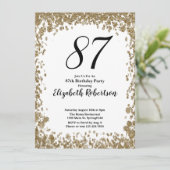 Elegant 87th Birthday Invitation For Her in Gold 招待状 (スタンド正面)