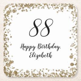 Elegant 88th Birthday Coasters With Gold Sequins スクエアペーパーコースター