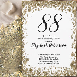 Elegant 88th Birthday Invitation For Her in Gold 招待状