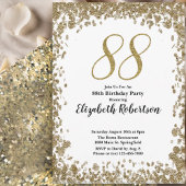 Elegant 88th Birthday Invitation For Her in Gold 招待状