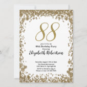 Elegant 88th Birthday Invitation For Her in Gold 招待状 (正面)